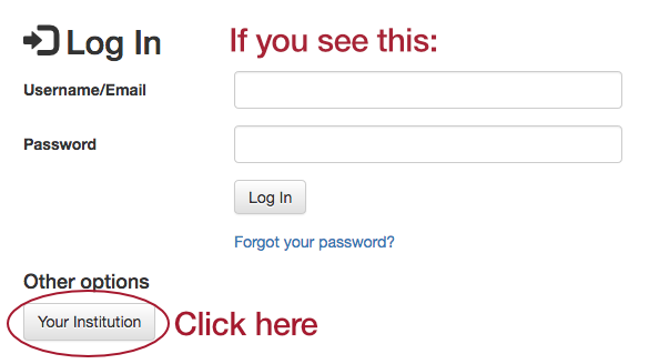 Switch to institutional login